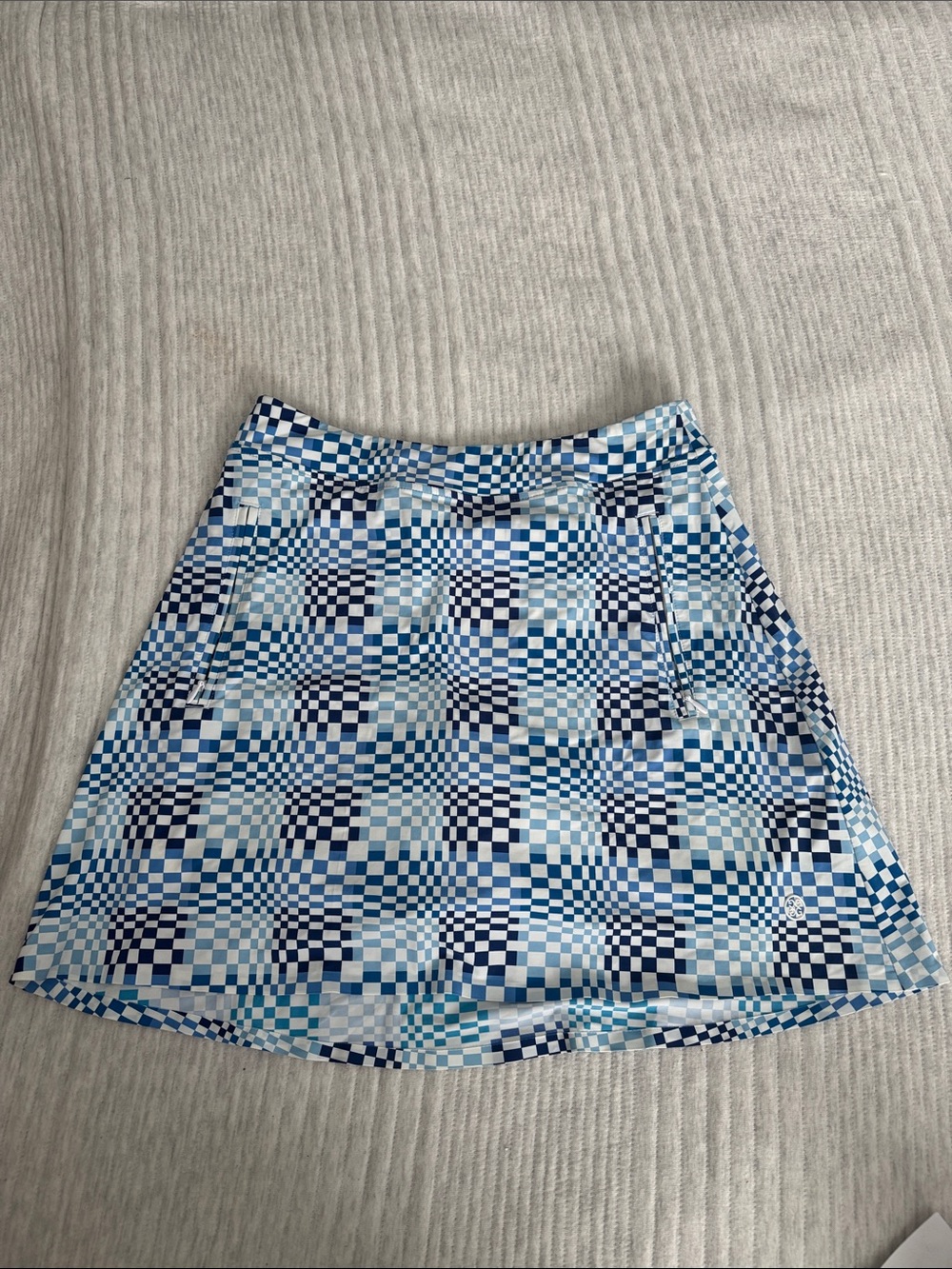 Blue Checkered A-Line Women's Skirt - Picture 3 of 12